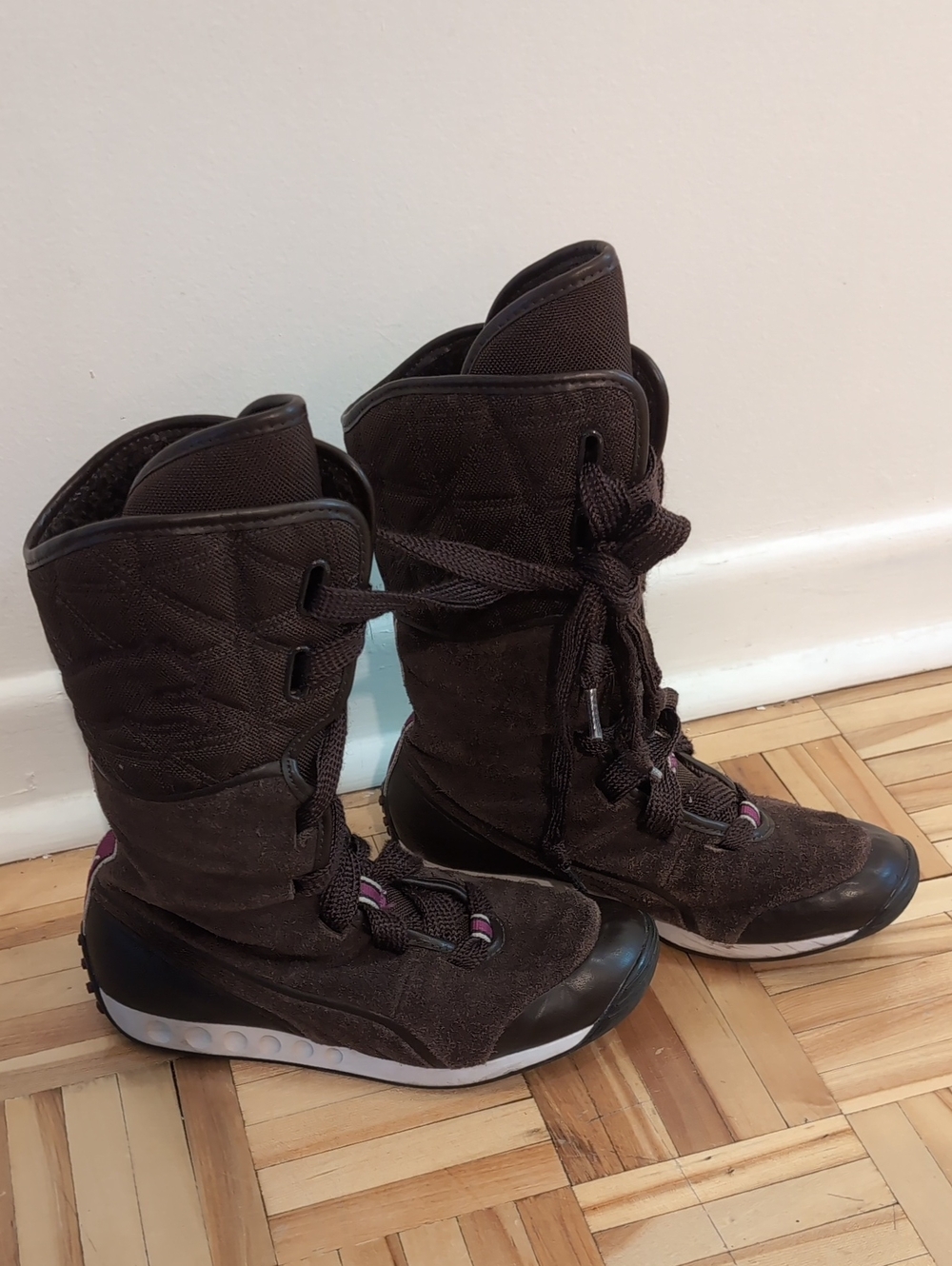 Puma 2000s Vintage Fleece Lined Suede Sneaker Winter Knee Boots Y2K Size 6.5